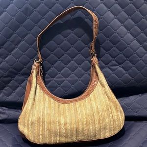 Relic Boho Gold/Tan/Brwn Striped Straw Shoulder Bag